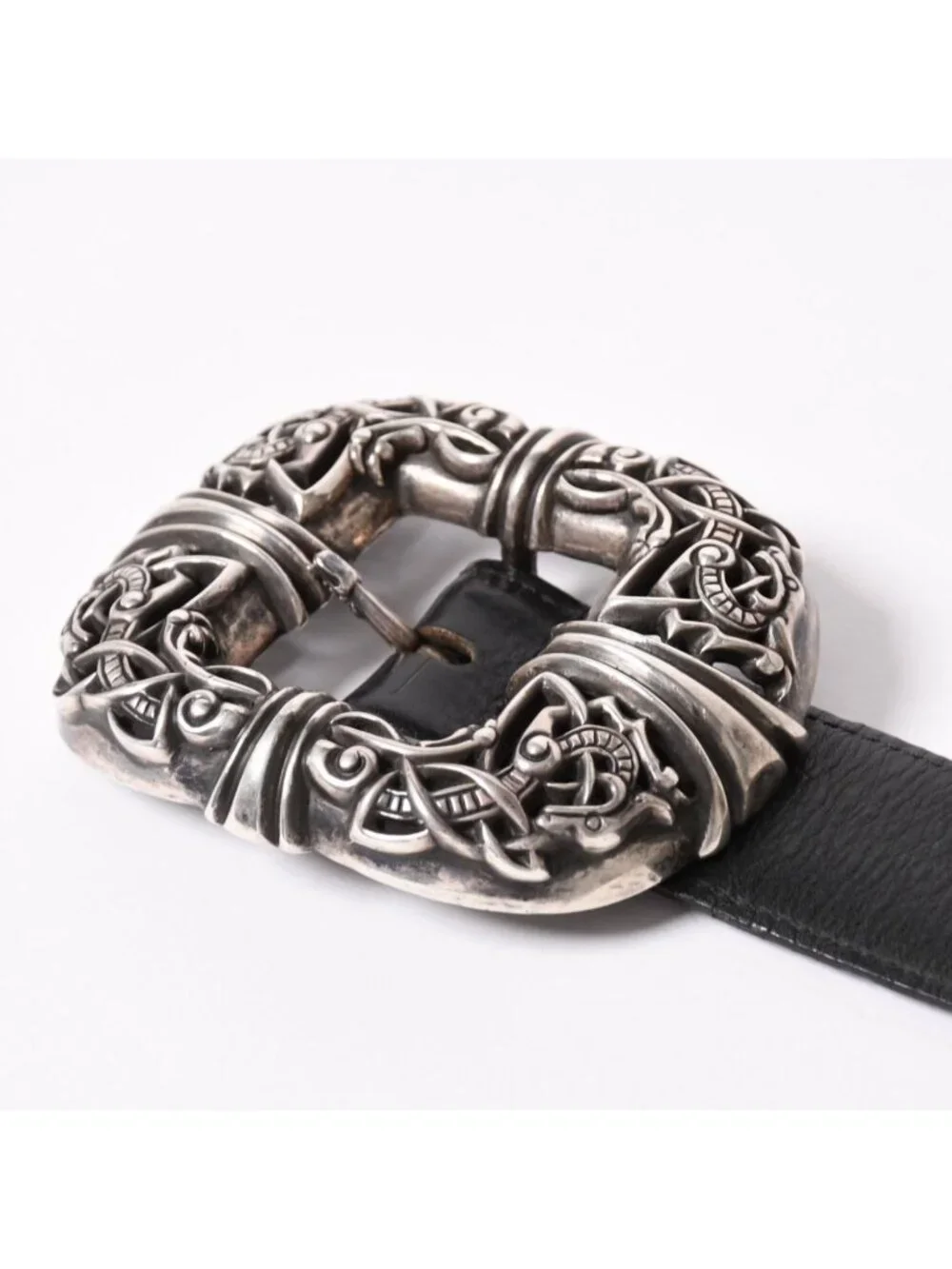 Chrome Hearts Celtic Center Bar Belt 925 Sterling Silver Leather 32